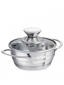 93-BIMv-01 Кастрюля со стек. кр. 0,6л; 12х5 см Linea BIMBO vitro